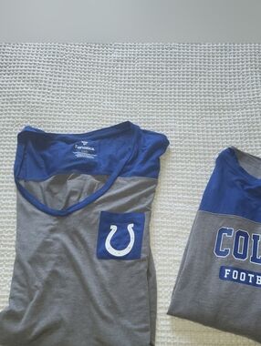 Fanatics Grey and Royal Blue Colts Pocket Tee Indianopolis Set Of 2 NWT V- Neck